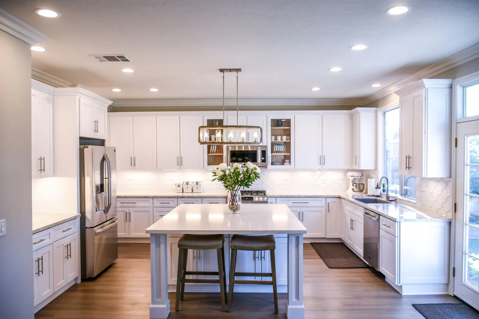 Bright renovated kitchen with a center island